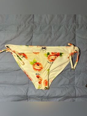 Gilly Hicks Cream Bikini Bottom with Coral Floral Print